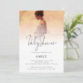 Modern script Baby shower voor fotobedekking toevo Kaart (Staand voorkant)
