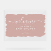 Modern Script Baby shower Welkom Paint Blush Acryl Bord (Voorkant)