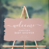 Modern Script Baby shower Welkom Paint Blush Acryl Bord (Neutraal)