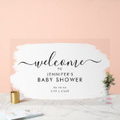 Modern Script Baby shower Welkom Paint White Acryl Bord (Huwelijk)
