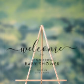 Modern Script Baby shower Welkom Zwart Acryl Bord (Neutraal)