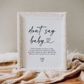 Modern script Baby shower zeg geen Baby teken Poster