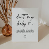 Modern script Baby shower zeg geen Baby teken Reclamebord Met Voetstuk