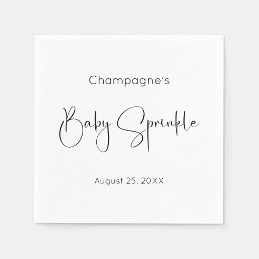 Modern Script Baby Sprinkle Servet (Voorkant)