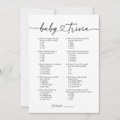 Modern Script Baby Trivia Baby shower Game Kaart (Voorkant)