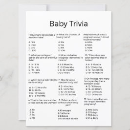 Modern script baby trivia spel baby shower spel