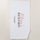Modern Script Bachelorette Party Strandlaken (Voorkant)