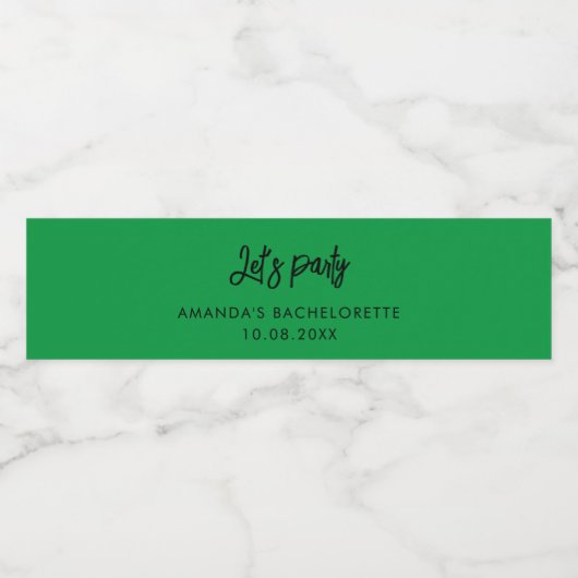 Modern Script Bachelorette Party Waterfles Etiket (Enkel label)