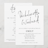 Modern Script Bachelorette Weekend Itinerary Kaart (Voorkant / Achterkant)