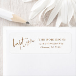 Modern Script Baptism Christening Return Address Etiket