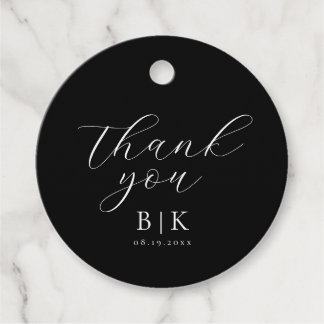 Modern script Bedankt Black Wedding Bedankjes Labels