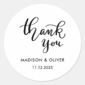 Modern script Bedankt bruiloft Ronde Sticker (Voorkant)