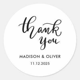 Modern script Bedankt bruiloft Ronde Sticker