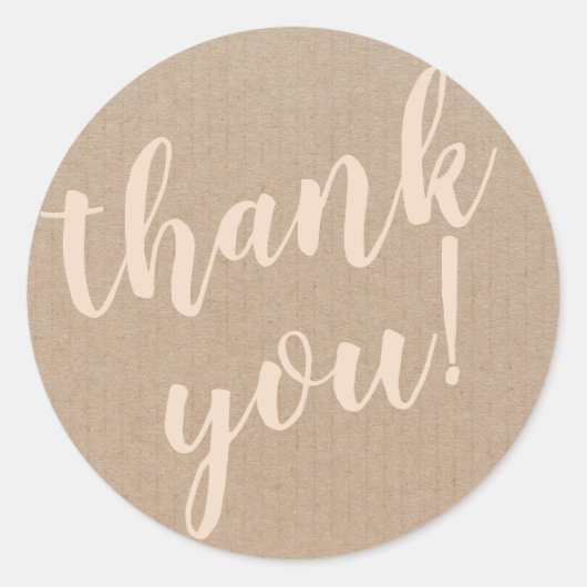 Modern script bedankt eenvoudig karton ronde sticker (Voorkant)