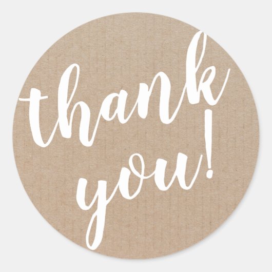 Modern script bedankt eenvoudig karton ronde sticker (Voorkant)