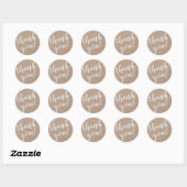 Modern script bedankt Eenvoudige Craft Rustic Ronde Sticker (Vel)