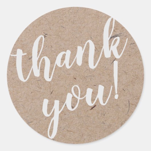 Modern script bedankt Eenvoudige Craft Rustic Ronde Sticker (Voorkant)