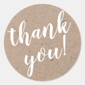 Modern script bedankt Eenvoudige Craft Rustic Ronde Sticker (Voorkant)
