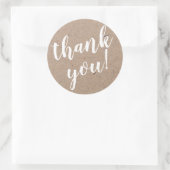 Modern script bedankt Eenvoudige Craft Rustic Ronde Sticker (Tas)