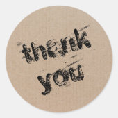 Modern script bedankt Eenvoudige kartonnen klassie Ronde Sticker (Voorkant)
