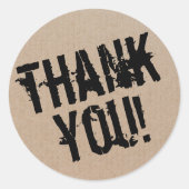 Modern script bedankt Eenvoudige kartonnen klassie Ronde Sticker (Voorkant)