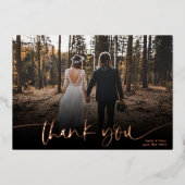 Modern script bedankt je 2 foto's bruiloft folie uitnodiging (Voorkant)