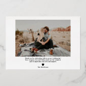 Modern script bedankt je 2 foto's bruiloft folie uitnodiging (Achterkant)