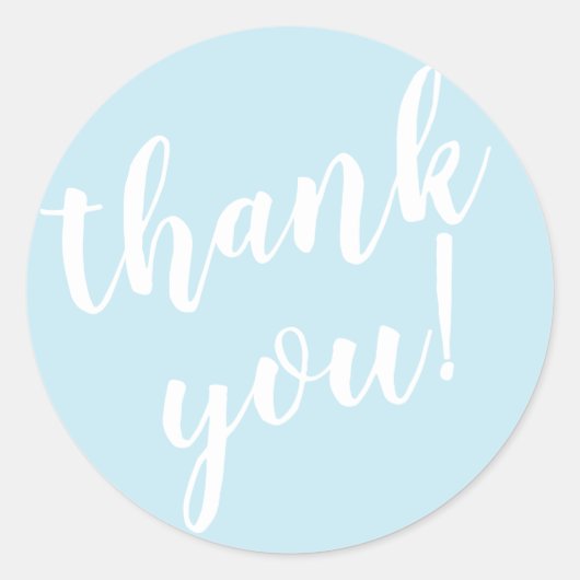 Modern script bedankt Simple Blush Blue Ronde Sticker (Voorkant)
