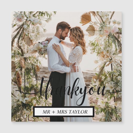 Modern Script Bedankt voor je bruiloft Foto voor K (Voorkant)