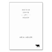 Modern Script Beef Menu Naam Bruiloft Plaats Kaart (Voorkant)