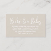 Modern Script Beige Baby shower Book Request Informatiekaartje (Voorkant)