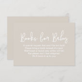 Modern Script Beige Baby shower Book Request Informatiekaartje (Voorkant / Achterkant)
