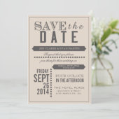Modern Script Beige & Grey Bewaar de datum Save The Date (Staand voorkant)
