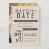 Modern Script Beige & Grey Bewaar de datum Save The Date (Voorkant / Achterkant)