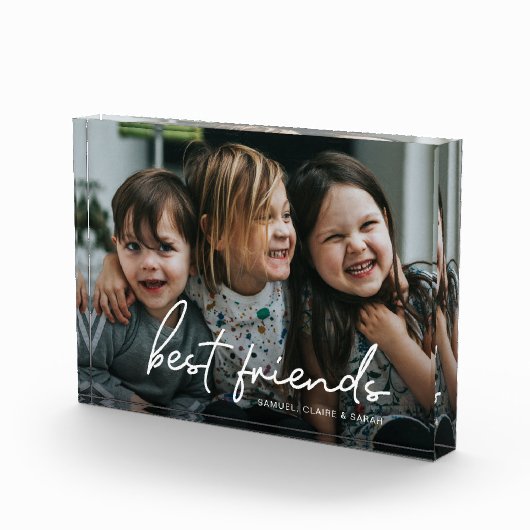 Modern script Best Friends Personalized Friendship Fotoblokken (Rechts)