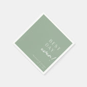 Modern Script Beste Dag Ooit Sage Groene Bruiloft Servet (Hoek)