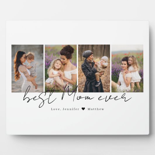 Modern script Beste moeder ooit 4 foto's, Moederda Fotoplaat (Voorkant)