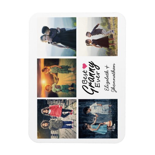 Modern Script Beste oma ooit foto collage cadeau Magneet (Verticaal)