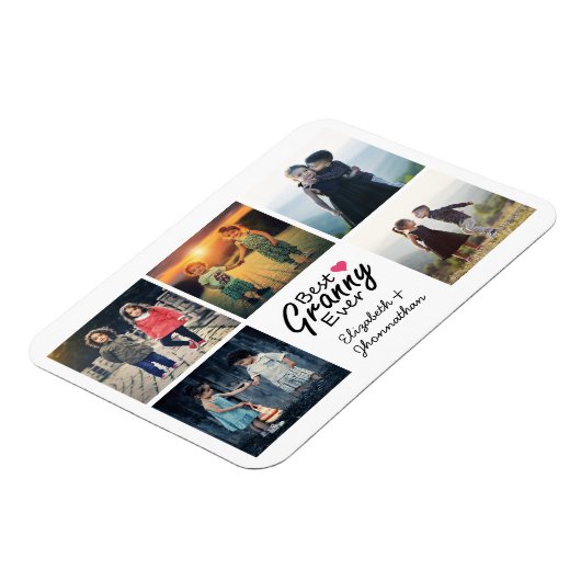 Modern Script Beste oma ooit foto collage cadeau Magneet (Linkerzijde)