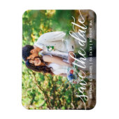 Modern script bewaart de Datumkoppeling foto W Magneet (Verticaal)