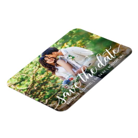 Modern script bewaart de Datumkoppeling foto W Magneet (Linkerzijde)