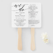 Modern Script BEWERKBAAR KLEUR bruiloft programma Handwaaier (Voorkant en achterkant)