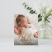 Modern Script Birth Announcement Briefkaart (Staand voorkant)