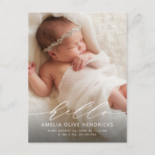 Modern Script Birth Announcement Briefkaart