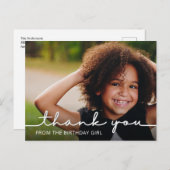 Modern Script Birthday Bedankt Foto Briefkaart (Voorkant / Achterkant)