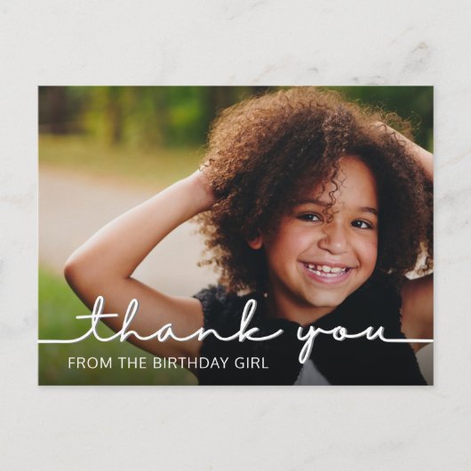 Modern Script Birthday Bedankt Foto Briefkaart (Voorkant)