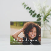 Modern Script Birthday Bedankt Foto Briefkaart (Staand voorkant)