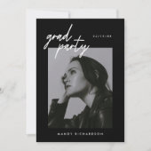 Modern Script Black 2-Photo Graduation Party Kaart (Voorkant)