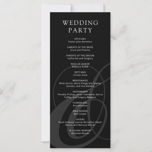 Modern Script Black Ampersand Wedding Program (Achterkant)