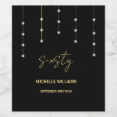 Modern Script Black And Gold Party Wijn Etiket (Enkel label)